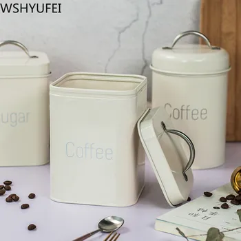 

WSHYUFEI Storage Tank Cover Steel Kitchen Utensils Multifunction Sugar Tea Coffee Box Household Candy seasoning jar Food jar