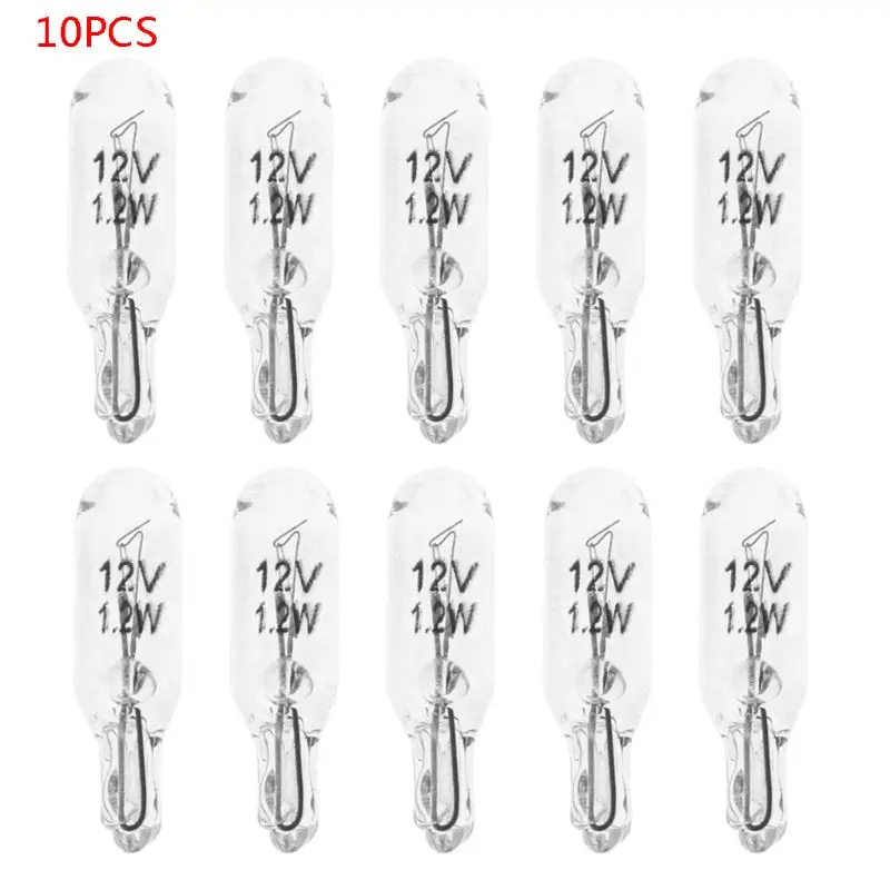 

10Pcs T5 W5W White Color 1.2W 194 501 Halogen Bulb Side Wedges Car Light Source Instrument Lamp