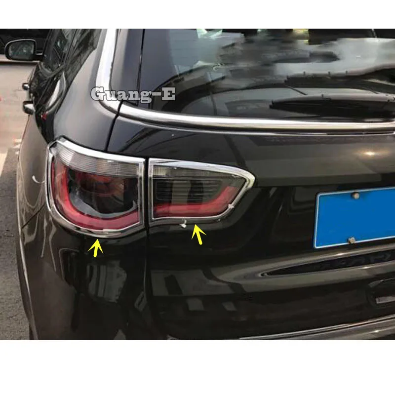 For Jeep Compass 2017 2018 2019 2020 Car Styling Detector ABS Chrome Cover Trim Back Tail Rear Light Lamp Frame Parts 4pcs | Автомобили и