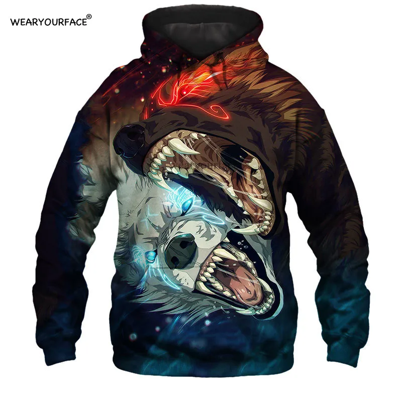 

Wolf Fighting 3D All Over Print Crewneck Pullover Hoodies Hipster Casual Vocation Streetwear Men Hoody Unisex Clothing