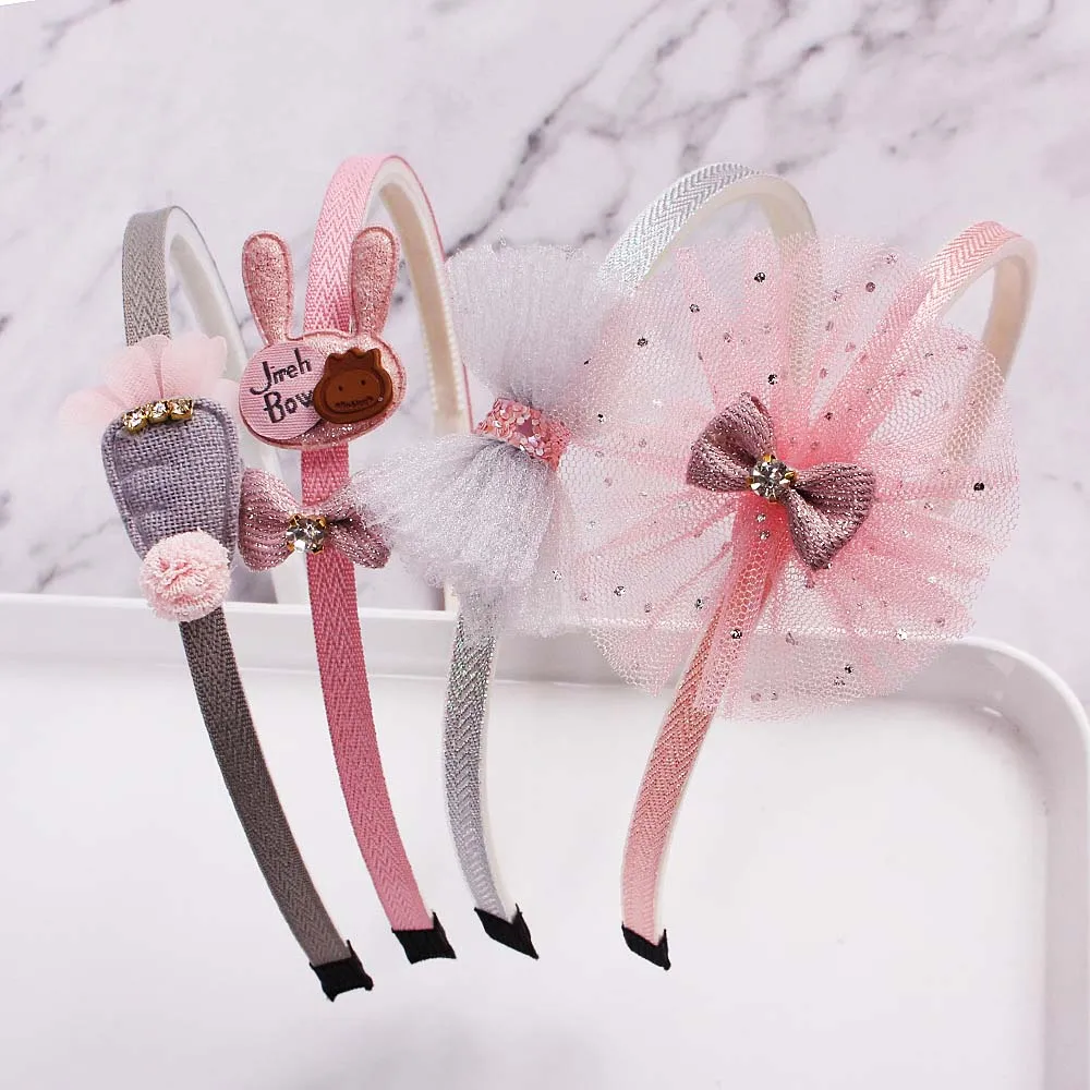 Imitation Gauze Bowtie Hairband Cute Kids Cartoon Girls Hair Hoop Headband Headwear Lace Hair Accessories 1Pcs Kid Gifts