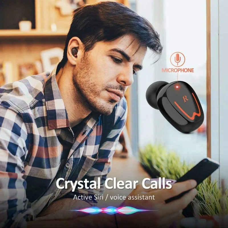 V1 TWS Bluetooth Earphone V5 0 EDR Sport Earbuds Wireless Noise Cancelling Bluetooth Earphone IPX7 Waterproof With Charging Case