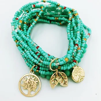 

7pcs/set New Boho Jewelry Tree of life Bracelets & Bangles for Women Korean good multicolor multilayer bead bracelet for woman