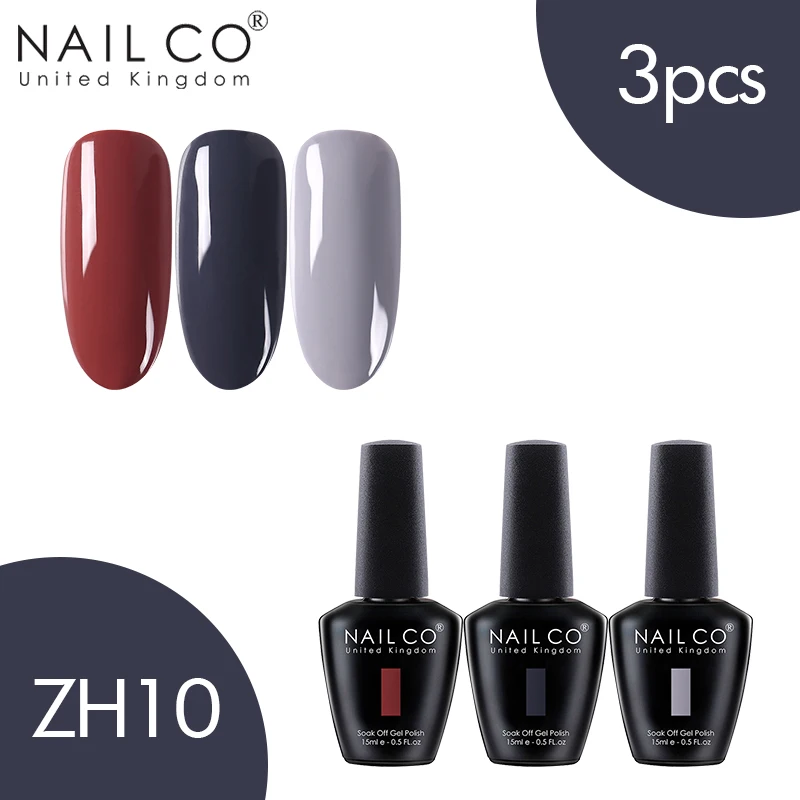 ZH10 NAILCO 15 мл цветной набор 3 шт./комплект Гель-лак для ногтей Полупостоянный Светодиодный УФ-гель для ногтей Краска Лак для ногтей Гибридный Гель-лак - Цвет: ZH10