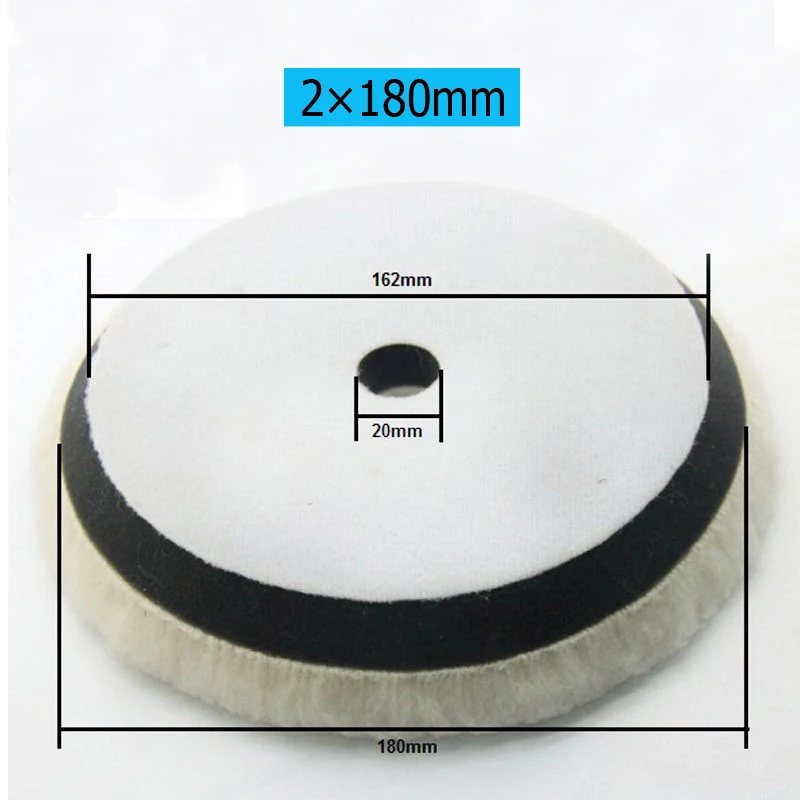 2pcs 180mm 7" Inch Wool Polishing Pad Car Waxing Buffing Wheels Hook