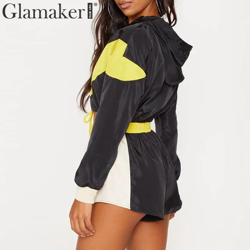 Женский костюм двойка Glamaker Осенний короткий Свитшот контрастных цветов на