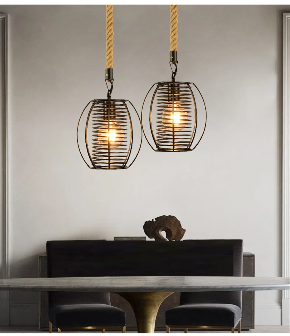 Retro Loft Decor LED Pendant Lamp Edison Industrial Hemp Rope Iron Hanging Light Dining Room Lights Fixtures Indoor Lighting (6)