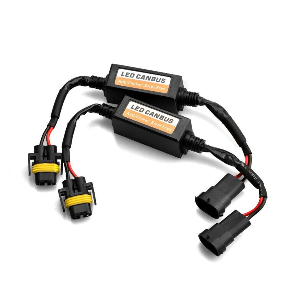 2pcs H8/H11 LED Headlight Decoder Adapter Canbus Anti-Flicker Harness Bulbs Resistor Decoder Warning Error Canceller