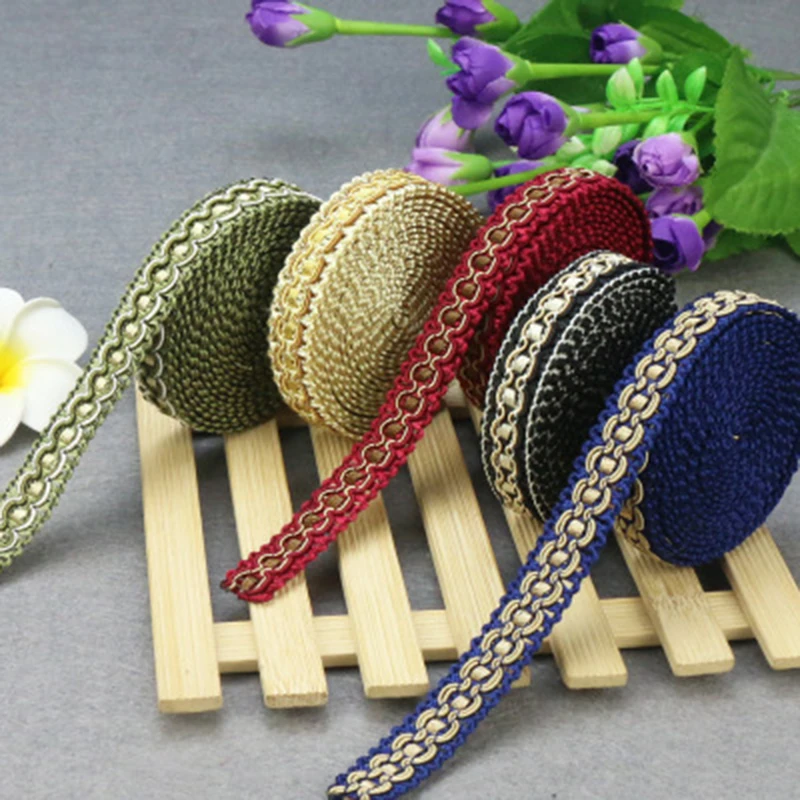 

(5 Yards) 4.5M Handmade Ethnic Embroidered Webbing Indian Lace Trim DIY Sewing Net Yarn Ribbons Clothing Accessories Decor 1.8cm