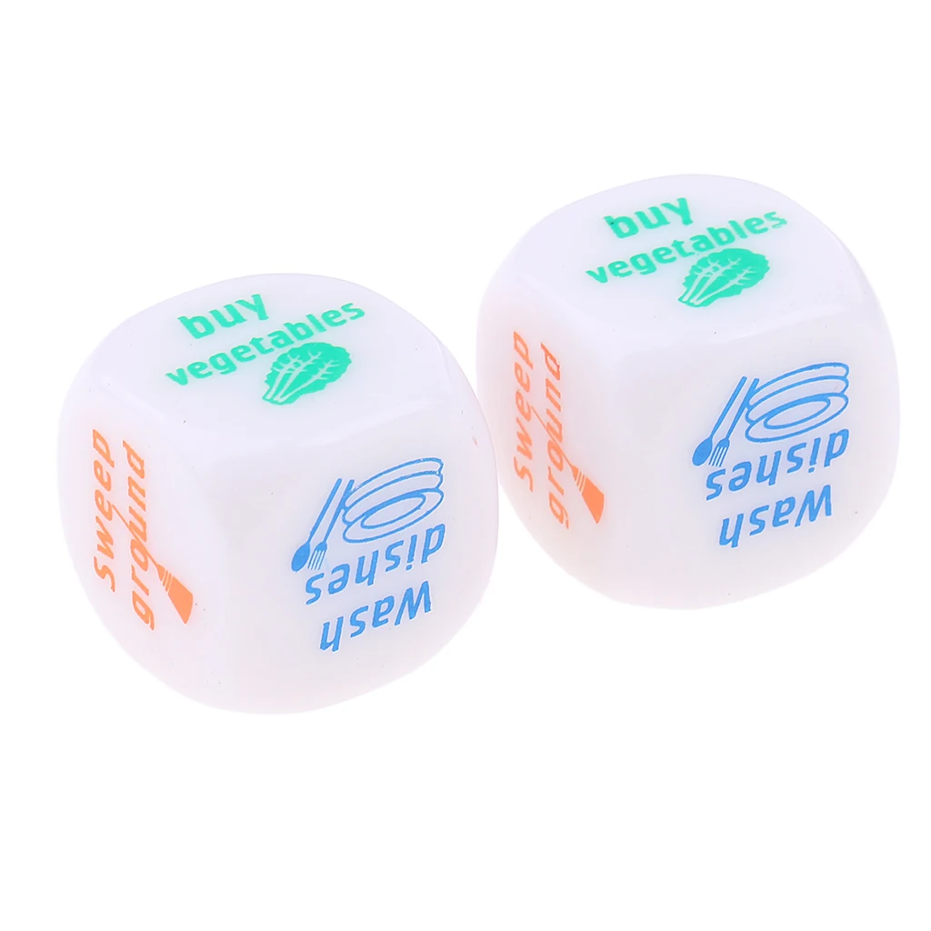 2Pc Six Sided Acrylic D6 Dice Dies for Family Housework Distribution Decider