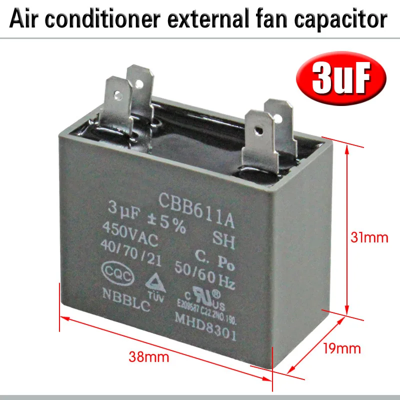 Di Plastica CBB60 Condensatore 400VAC 2.5UF Condensatore Del Motore Con Filo - Foto 2