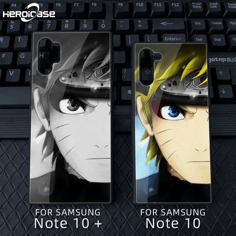 

For Samsung Galaxy Note10 Plus Phone case Uzumaki Naruto Tempered Glass Hard Cover Black soft tpu S10 9 8 e A70 8 2018 shell