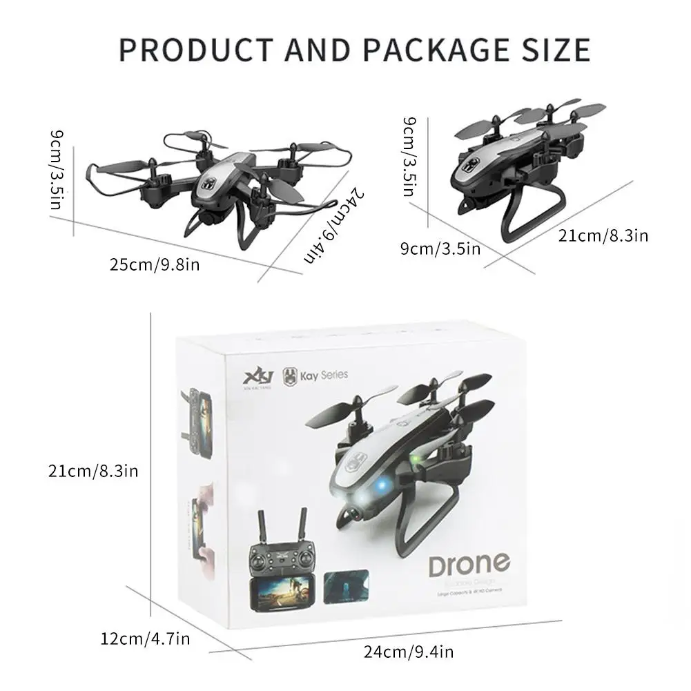 2.4GHz Remote Control Drone Aerial Photography Foldable Quadcopter Optical Flow Positioning 4K Camera FPV With LED Light