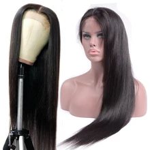 13x4 парики из натуральных волос на кружеве предварительно сорванные для черных женщин Remy бразильские прямые парики с детскими волосами отбеленные узлы