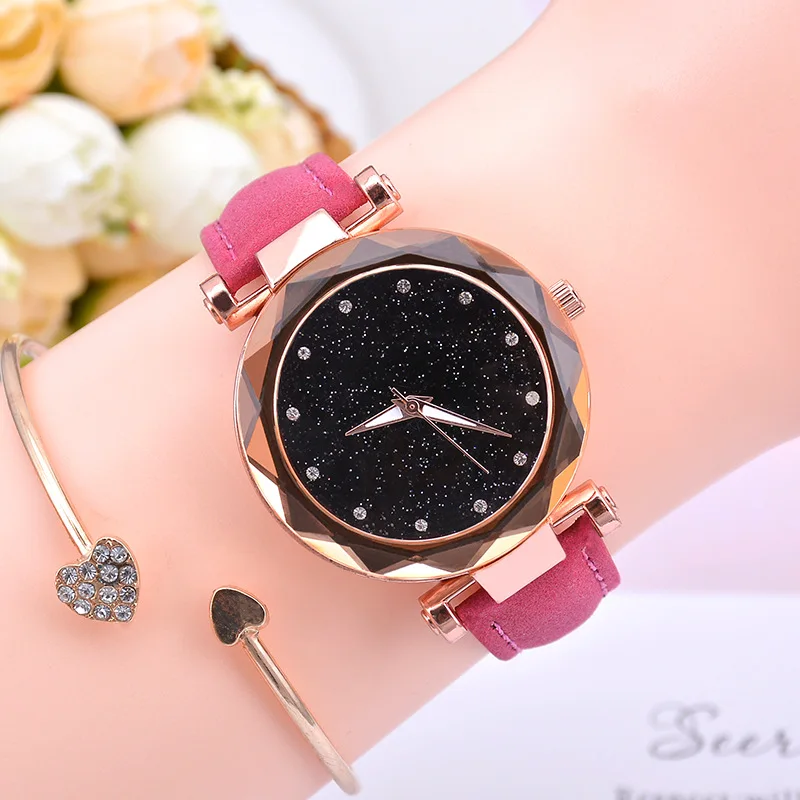 Модные женские часы, повседневные, звездное небо, женские часы, кожаный женский браслет, кварцевые наручные часы, reloj mujer relogio feminino