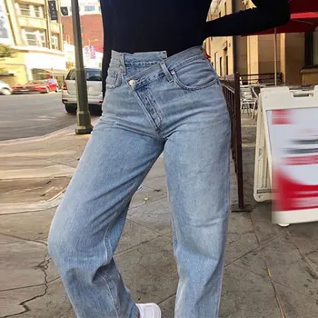 

Fashion high waist button skinny black jeans pants Women causal fold pencil jean female Summer denim pants 2020