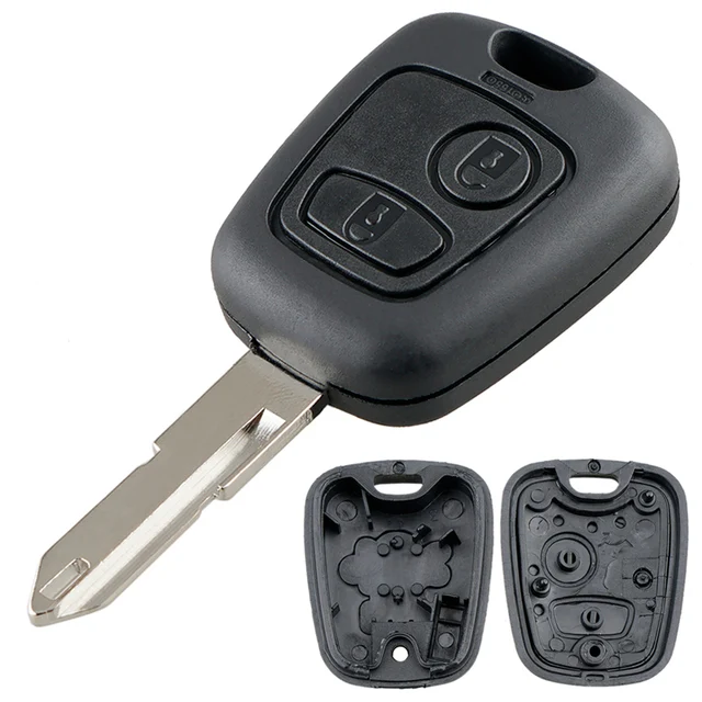 2 Buttons Remote Car Key Shell Fob Key Case Cover with 206 Blade Micro Switches Fit for Peugeot 106 107 206 207 306 307 406 407 Just Key no Switches