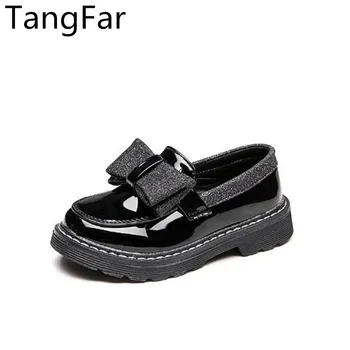 

Children Bowtie Patent Leather Moccasins Fashion British Style Soft Boy Girl Mid-heel Causal Loafers Free Ship