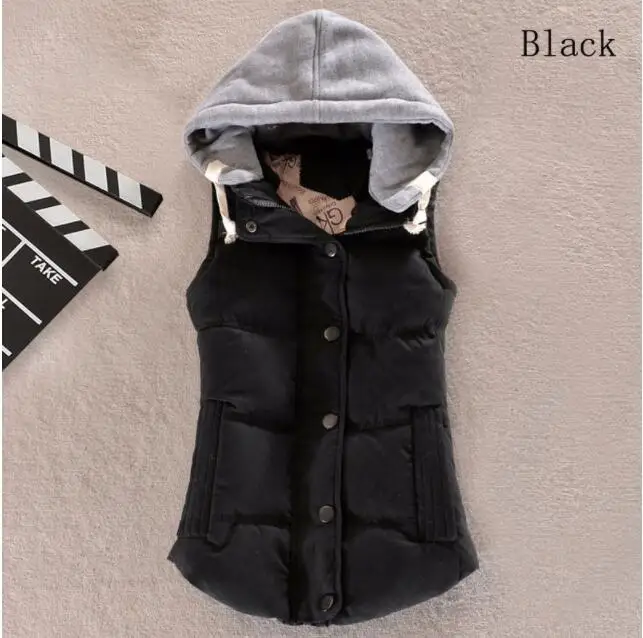 2019 Autumn Winter Simple Jacket Coat Women's Vest Monophonic Vest Women's Hooded Veste Femme Parkas Chalecos Para Mujer Casaco