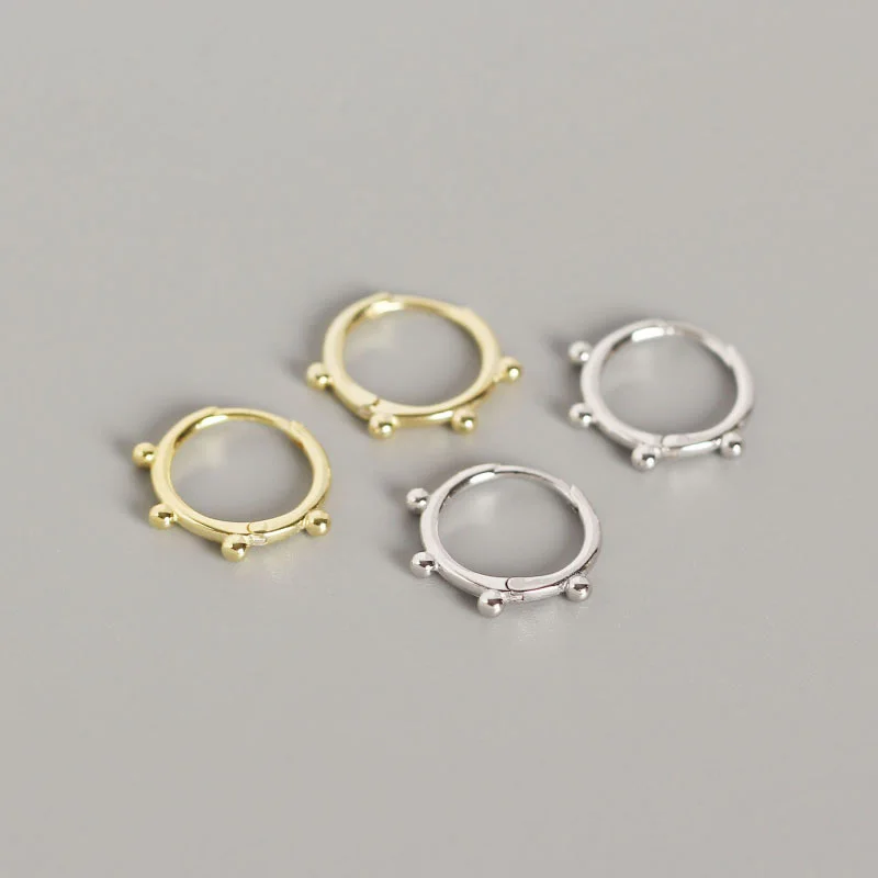 WTLTC стерлингового серебра 925 крошечные серьги-кольца с шариком для женщин маленькие бисерные серьги для ушного хряща Минимальный точечный Huggie серьги в виде тонкого кольца