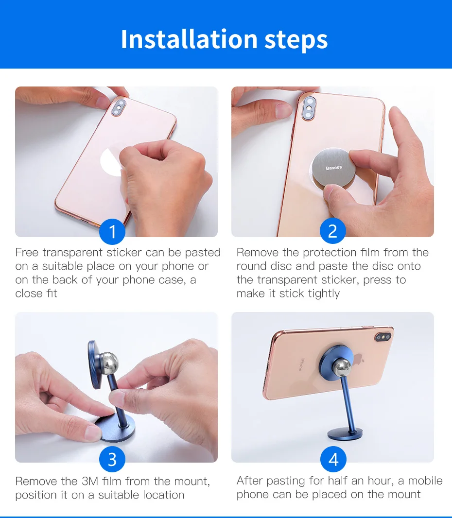 Магнитный автомобильный держатель для телефона Baseus, вращение на 360 °, 3D, мобильный телефон, автомобильная подставка, магнитный кронштейн для iPhone, samsung, gps, универсальный кронштейн
