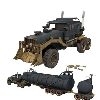 

3D Paper Model Trailer Truck Car Model Toy War Rig Manual DIY Military Collection Gift
