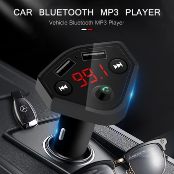 

Bluetooth Hand-free Car Mp3 Player Bluetooth Car Charger Support U Disk LED Display 4.1a Dual USB Ports New