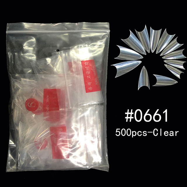 False Nails Stiletto Claw Tips Half Cover Sharp Nails Manicure Acrylic UV Gel Natural Color Long  Fake Nails #0~9size
