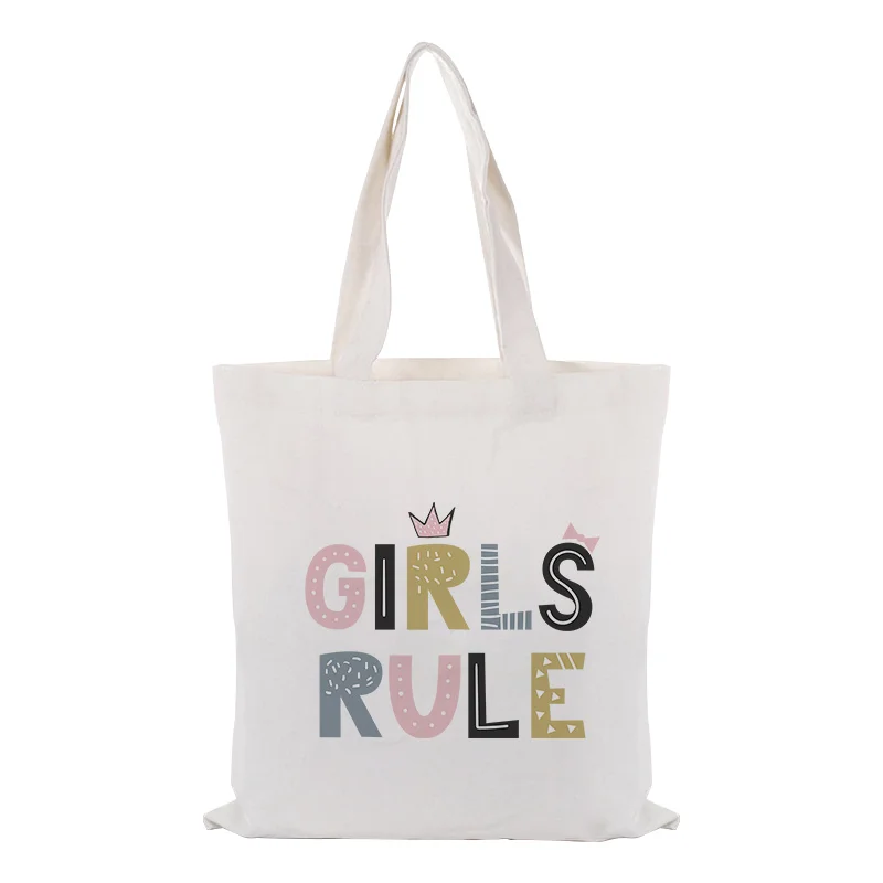 Canvas Tote Bag Handbag Custom Print Logo Text DIY ILLUSTRATION Daily Use Eco Ecologicas Reusable Shopping Bag Recycle