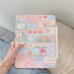 Bonito dos desenhos animados com lápis slot caso para ipad ar 3 10.9 10.5 pro 2020 11 polegada casos 2019 para ipad 2018 air2 9.7 mini 5 capa