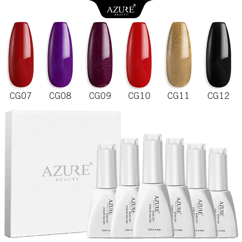 SET 04 Azure beauty, 6 шт./лот, Гель-лак для ногтей, блестящая Рождественская серия, цветной гель, Полупостоянный УФ-гель, набор для ногтей, впитывающий УФ/светодиодный гель - Цвет: SET 04
