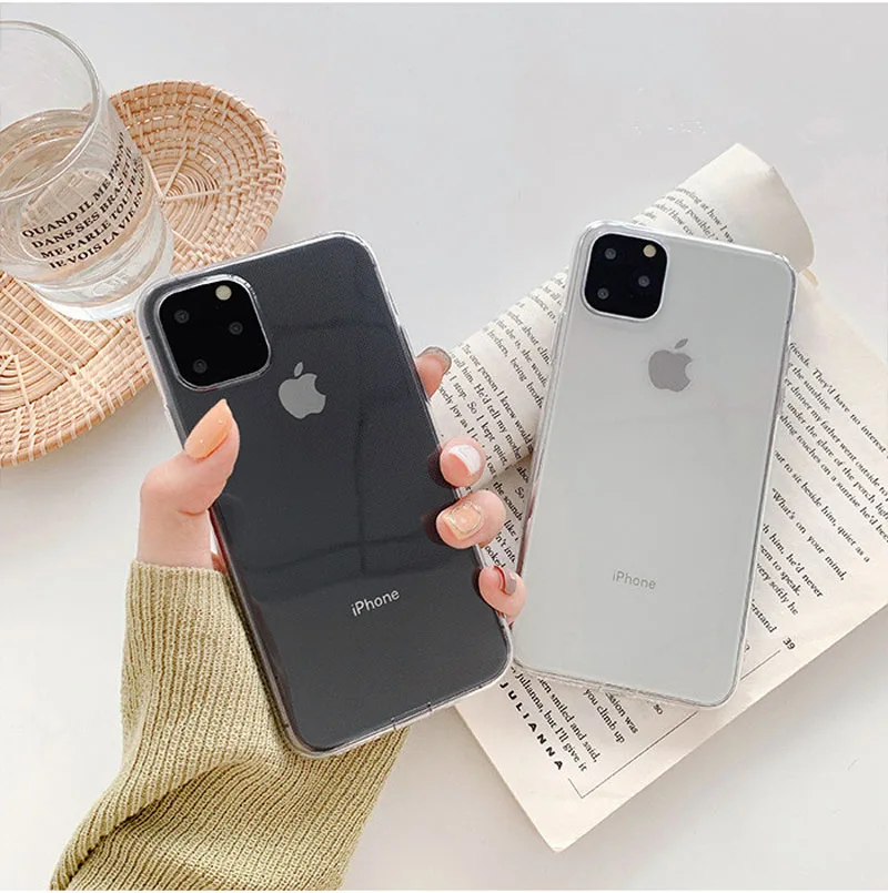 

Plain Transparent Phone Case For iPhone 11 Pro Max XR X XS Max 8 7 Plus Case Soft TPU Clear Simple Back Cover Fundas