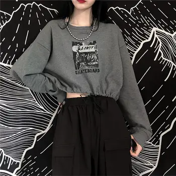 

HOUZHOU Hip Hop Sweatshirts Women Autumn 2020 Fashion Hoodie Women Cotton Long Sleeve Punk Tops Streetwear Skateboard Clothes