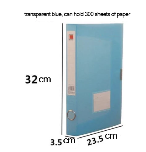 3.5cm blue А4 утолщенная прозрачная красочная коробка для файлов, жесткий держатель пластиковый для документов коробка для хранения, канцелярские принадлежности для офиса и школы - Цвет: 3.5cm blue