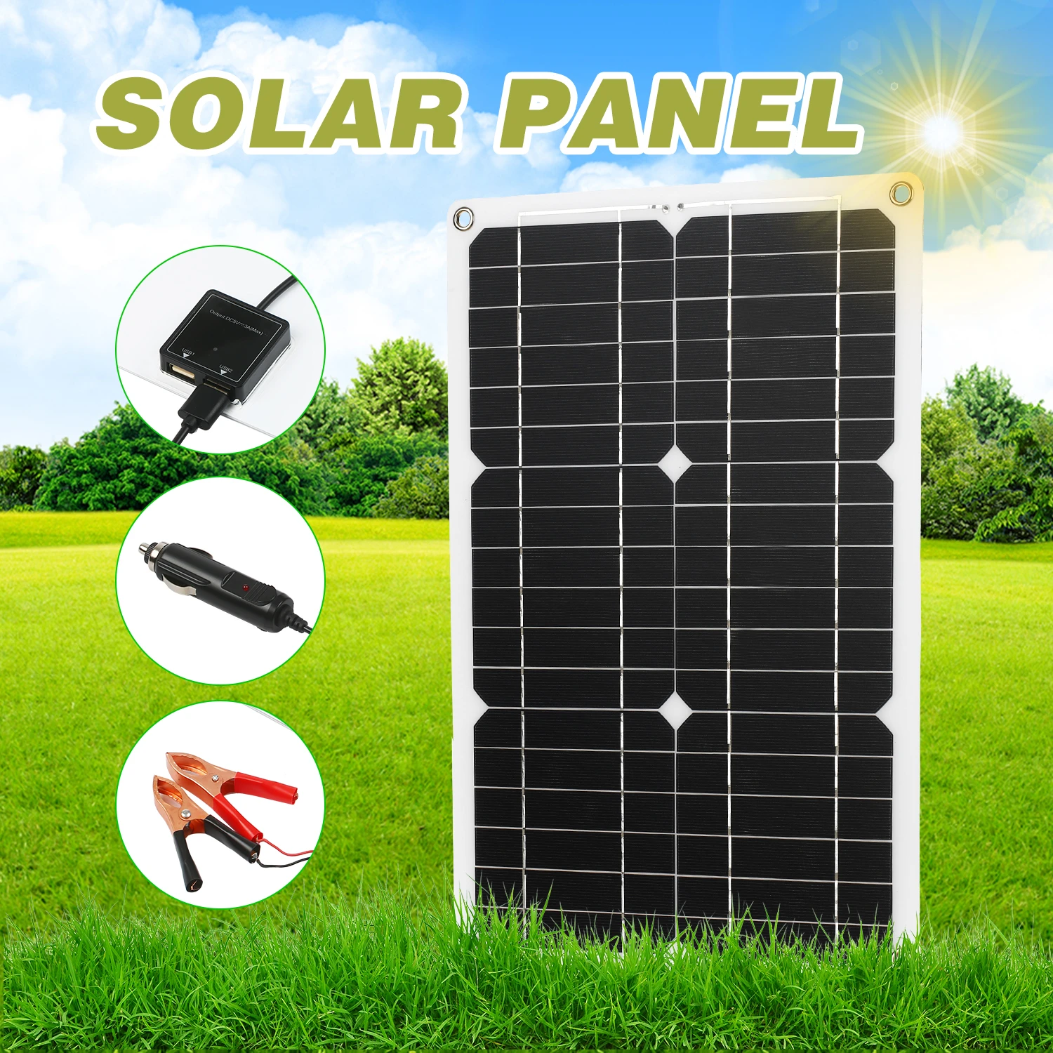 180W 12V Solarpanel Kit Off Grid Mit SAE-Verbindungskabel und Controller A1M1