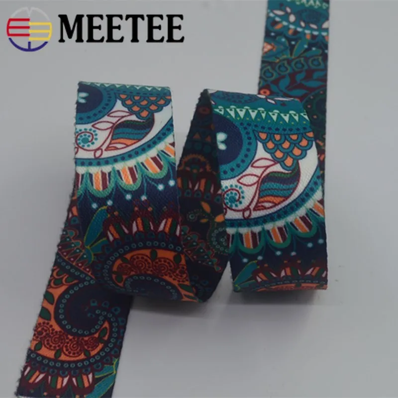 

6Meters 38mm Polyester 1mm Thick Ethnic Printed Webbings Tapes Bag Strap Belt Ribbons for DIY Bias Binding Sewing Accessories