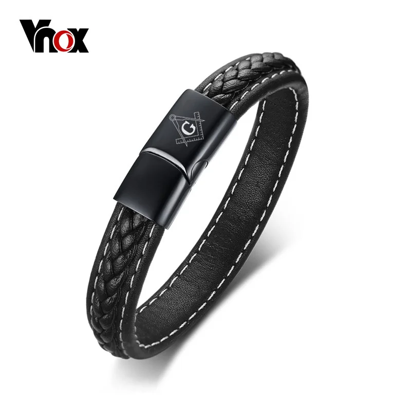 Black Genuine Leather Bracelet for Men Engraving Name Custom Personalized Logo personalized dog buckle collar customized dog leather collars free engraving pet collar for small medium large dogs bulldog pug