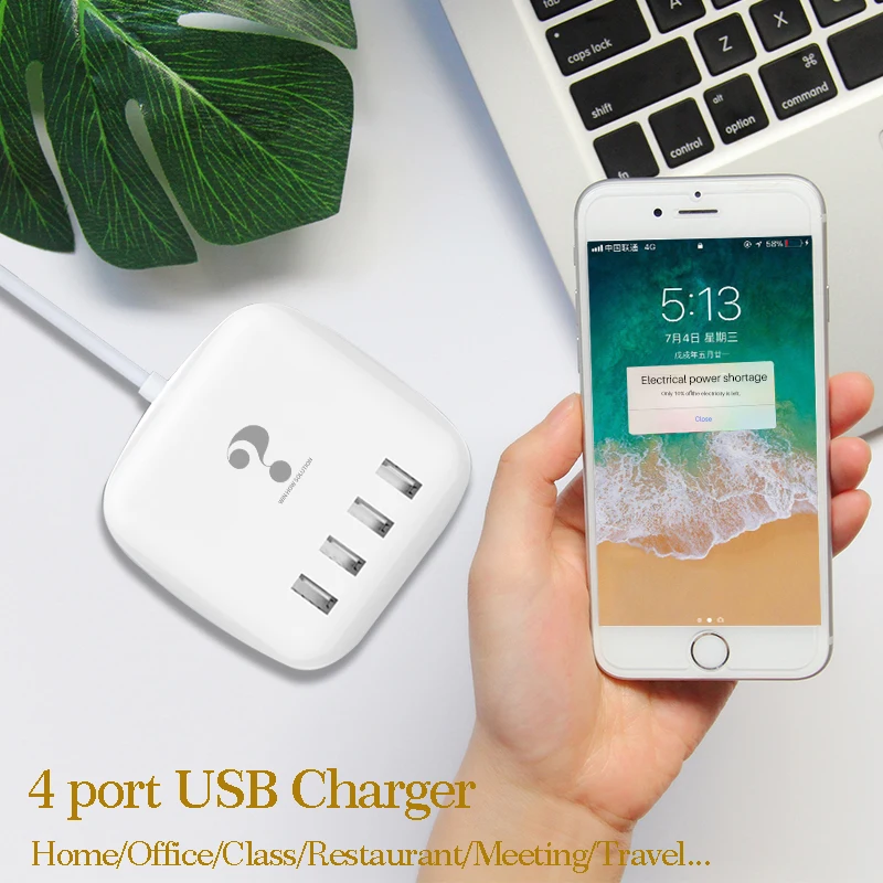 

New Smart 4 USB port Universal Phone Charger Fast Charging Power Adapter Wall Desktop Charger for Xiaomi Huawei Samsung s10 ipad