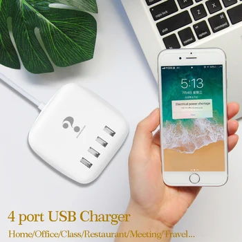 

New Smart 4 USB port Universal Phone Charger Fast Charging Power Adapter Wall Desktop Charger for Xiaomi Huawei Samsung s10 ipad