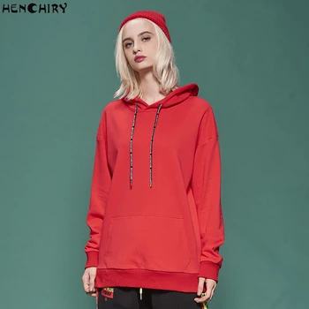 

HENCHIRY 2019 New Autumn ladies coat long-sleeved solid pullover Sweatshirt youth trend girl cotton hooded Sweatshirt Women's