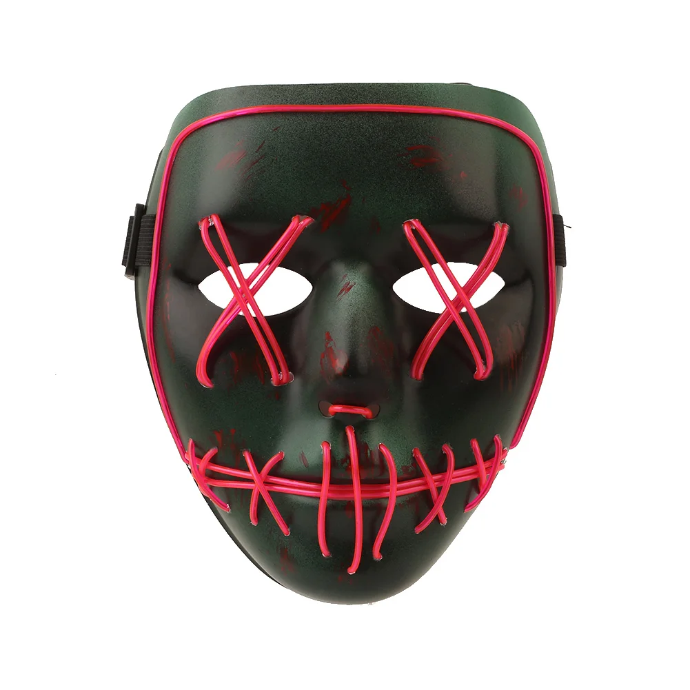Pink Маска для Хэллоуина EL Wire Horror Light Up вечерние, для бара, клуба, карнавала, Рождества, светящаяся маска Grimace Colorful Bloody - Цвет: Pink