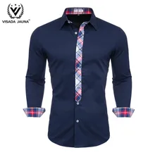 VISADA JUANA Camisa мужские рубашки с длинным рукавом мужские s рубашки брендовая одежда Повседневная облегающая Camisa Social полосатый Masculina Chemise