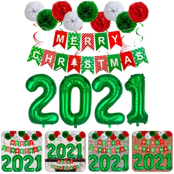 

1 Set Classic Red Green Christmas Party Balloons Set Christmas Hanging Decors