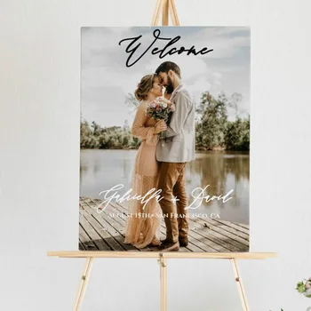 

Wedding Welcome Sign With Photo welcome to our wedding customized Picture Welcome Board Canvas Wedding Welcome Signs