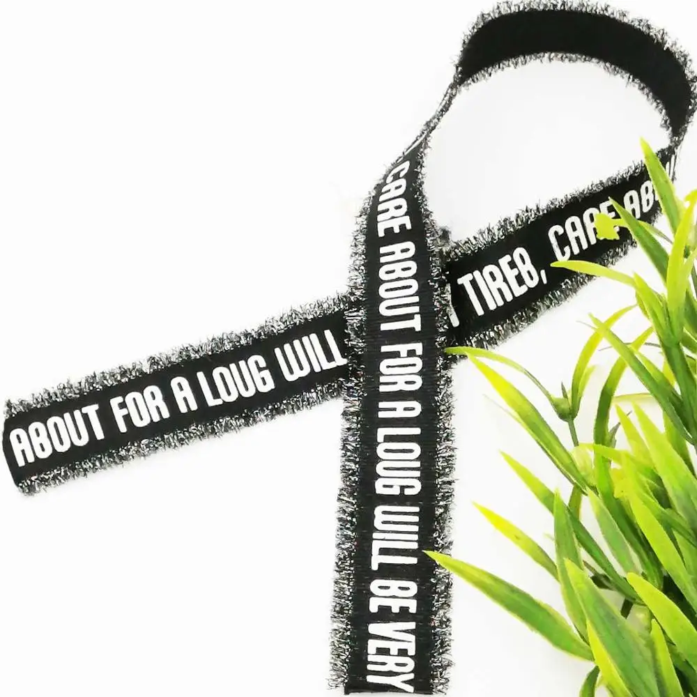 

5M/lot English Letter shinning blue shinning black 2.5cm width ribbon cable polyester DIY sewing stain ribbon accessories