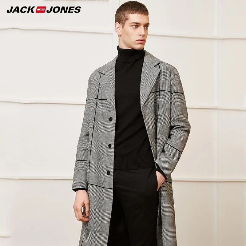 Jack Jones мужской шерстяной клетчатый Тренч средней длины | 218327506