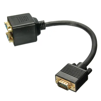 

Hot KROAK Monitor VGA SVGA Y Dual Splitter Cable Lead 1 PC to 2 Screens 1VGA to 2VGA Y Splitter Cable