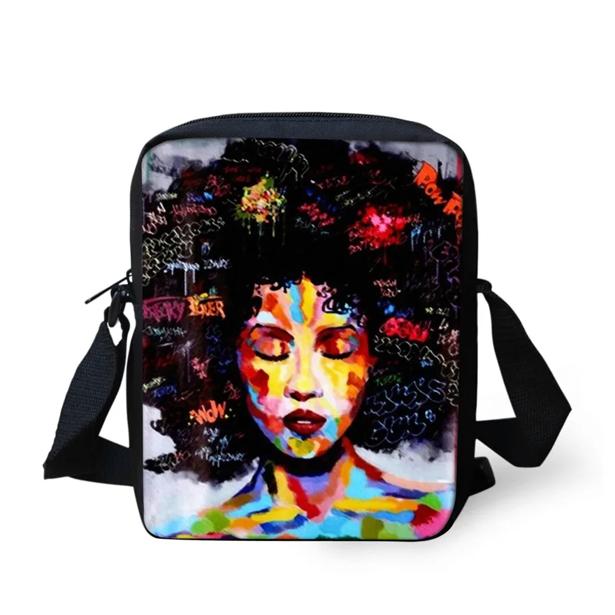 ELVISWORDS черная сумка-мессенджер для девочек в стиле афро, Маленькая мужская сумка через плечо для девочек, Студенческая мини-сумка на плечо, милые сумки - Цвет: YQ3481E