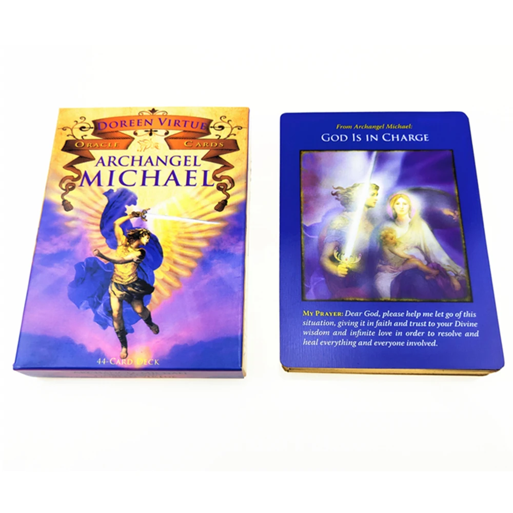 

Board Games 44pcs Archangel Michael Oracle Cards Deck Tarot Cards Durable Party Game Coated Card Paper Playing Poker Cards