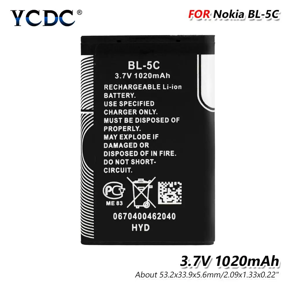 Аккумулятор YCDC для Nokia 1100 1101 1110 1112 1208 1680 2112 2118 2255 2270 2280 2300 2600 2610 3100 3 7 В 1020 мАч |